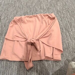 SOHO Baby Pink Tie Front Mini Skirt